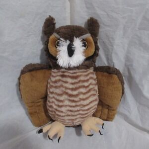Wild Republic Great Horned Owl Plush Stuffed Animal Brown Tan Bird Toy 12 Inch